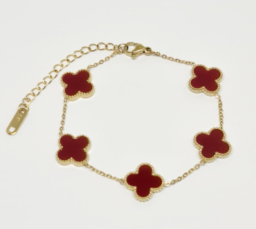 5 Red Clover Gold Bracelet