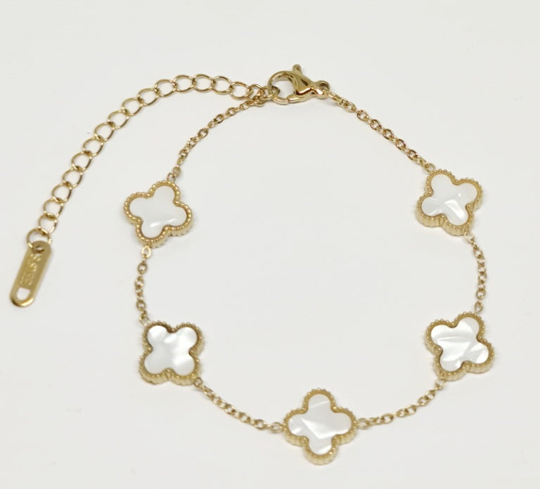 5 White Clover Gold Bracelet