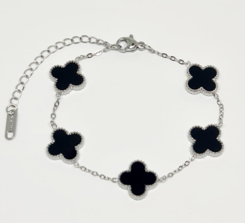 5 Black Clover Silver Bracelet