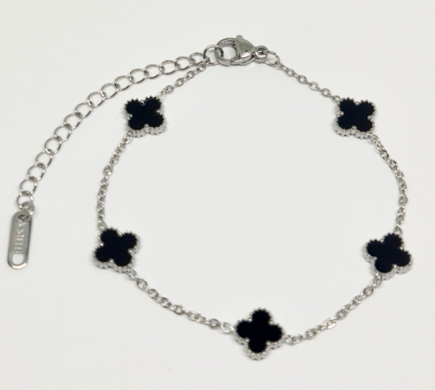 5 Black Clover Silver Bracelet