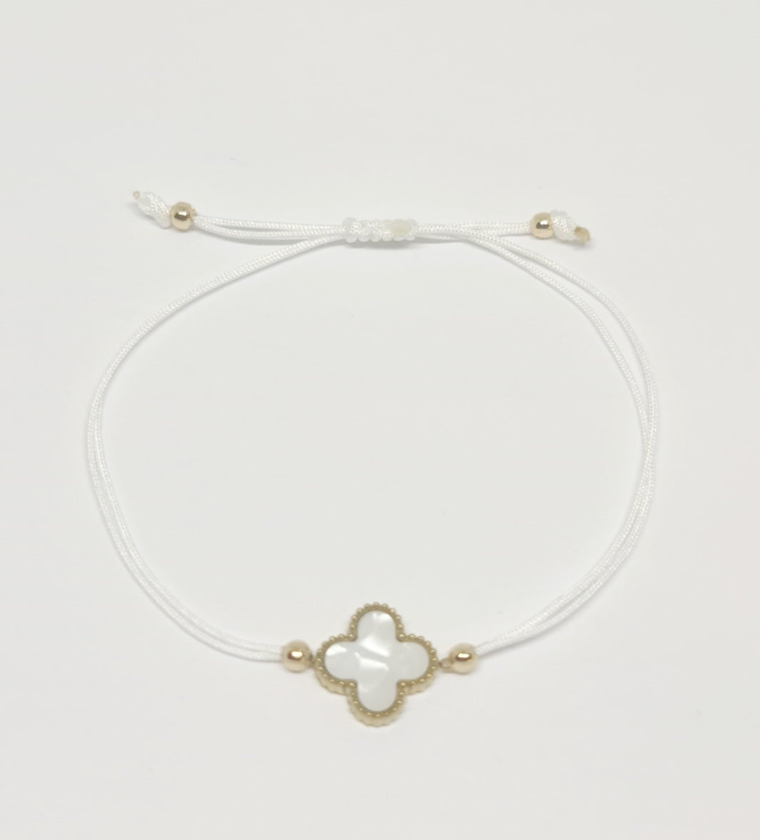 White and Gold Adjustable Clover Bracelet