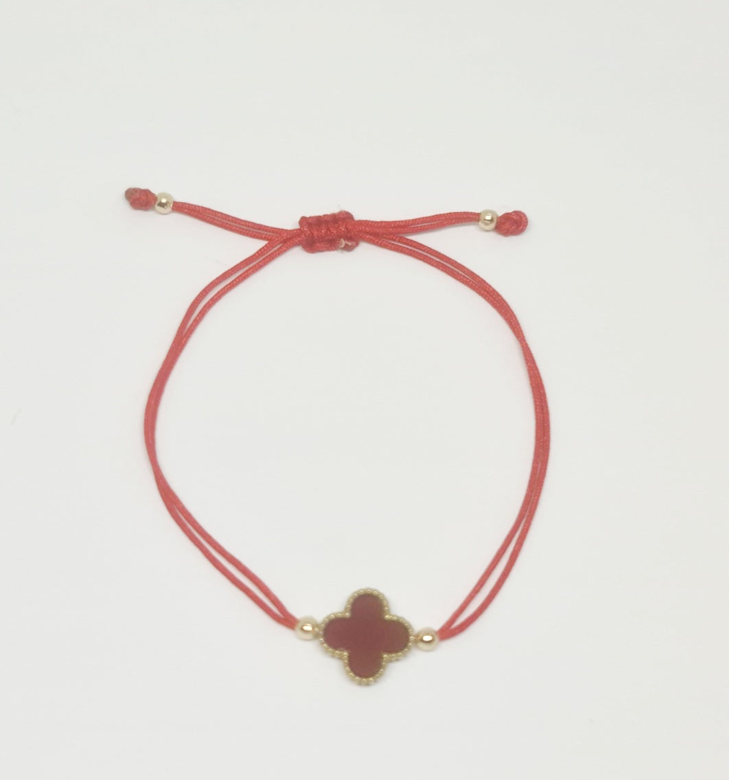 Red and Gold Adjustable Clover Bracelet
