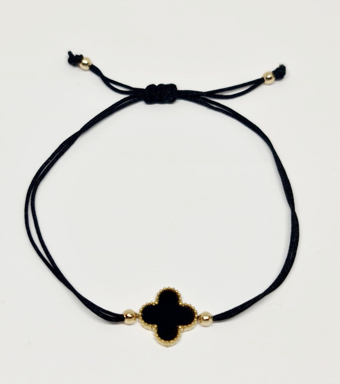 Black and Gold Adjustable Clover Bracelet