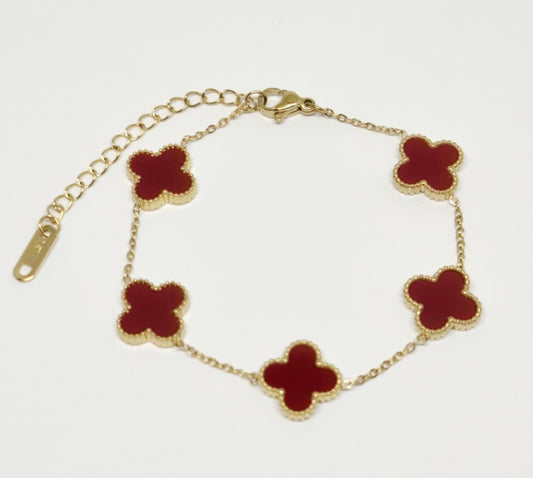 5 Red Clover Gold Bracelet
