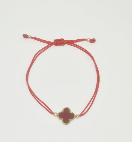 Red and Gold Adjustable Clover Bracelet