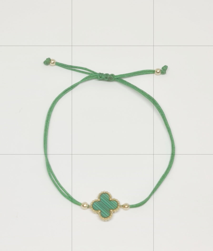 Green and Gold Adjustable Clover Bracelet