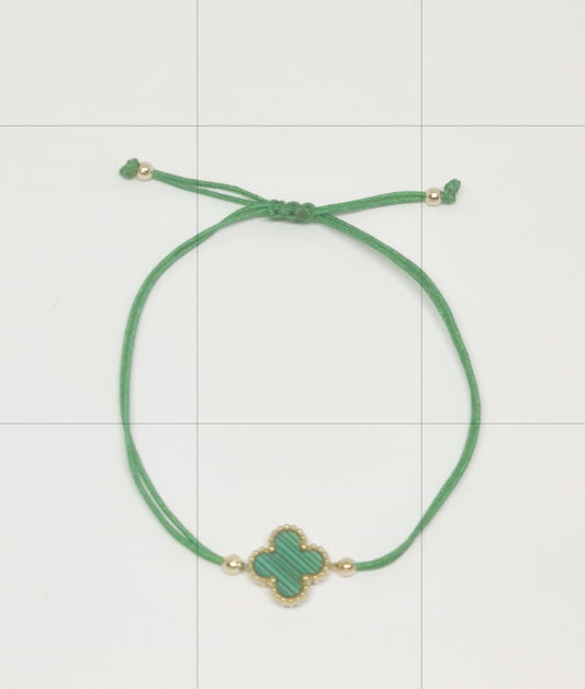 Green and Gold Adjustable Clover Bracelet